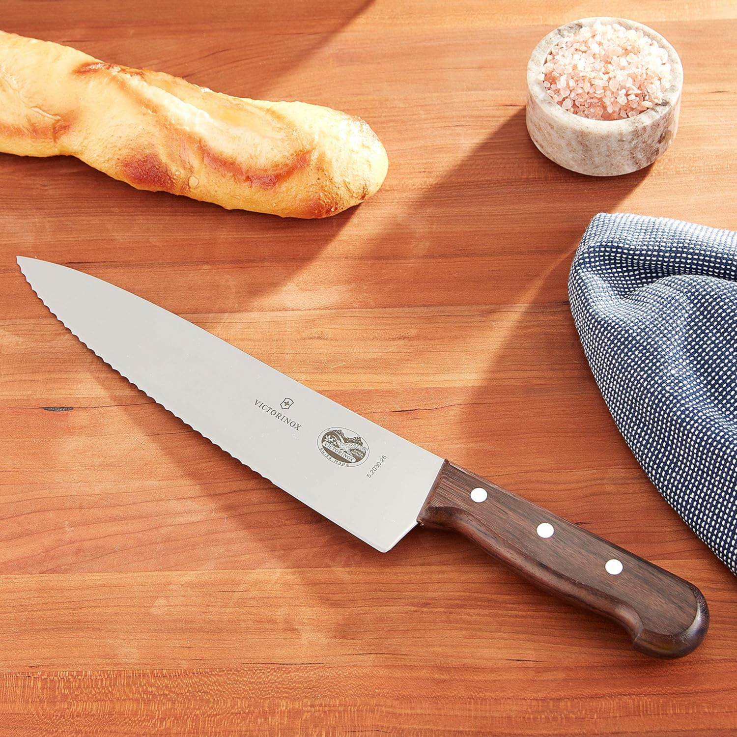 Victorinox 10-Inch Wavy/Straight Edge Sandwich Knife, Rosewood Handle