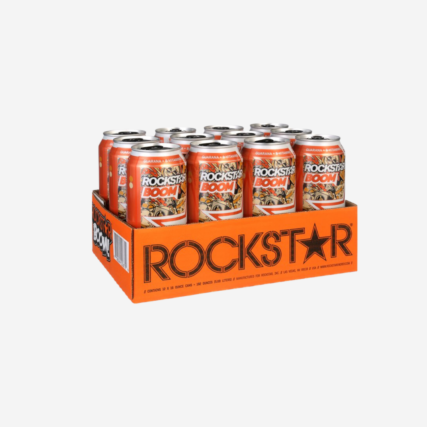Rockstar Boom, Whipped & Blended Orange Energy Drink, 16 oz, 12 Pack Cans
