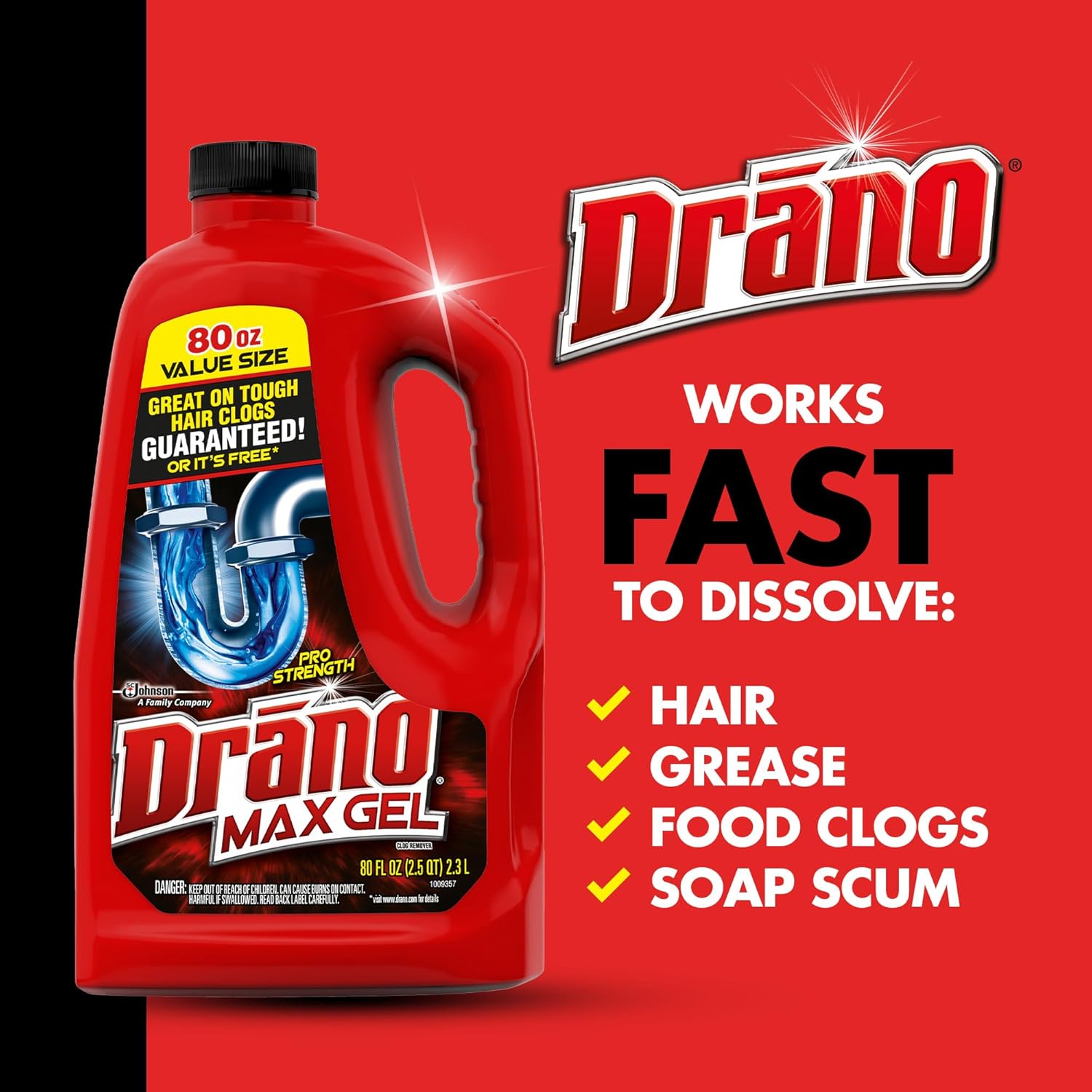 Drano Max Gel Drain Clog Remover and Cleaner for Shower or Sink Drains