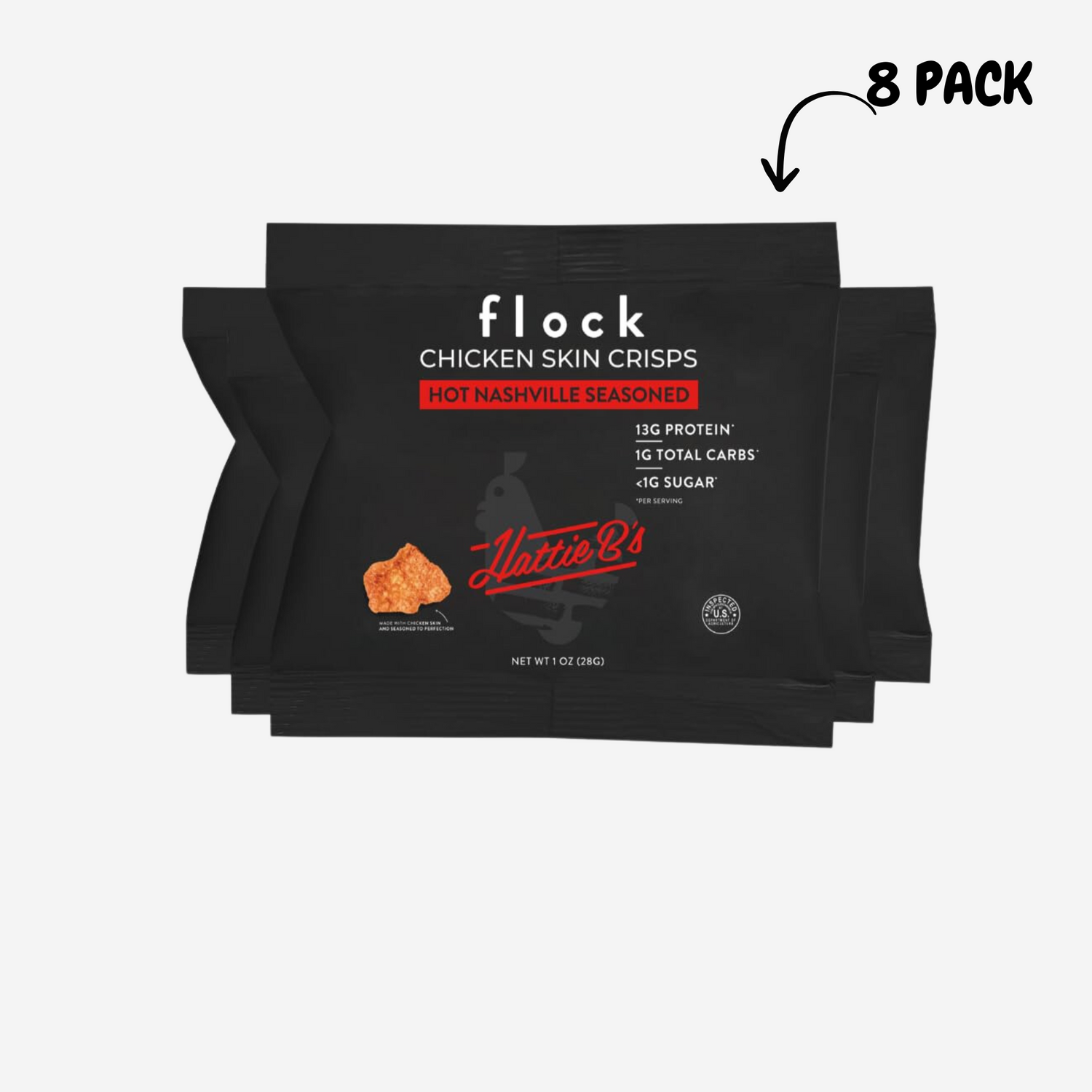 Flock Keto Chicken Skin Chips | Hattie B's Nashville Hot Flavor