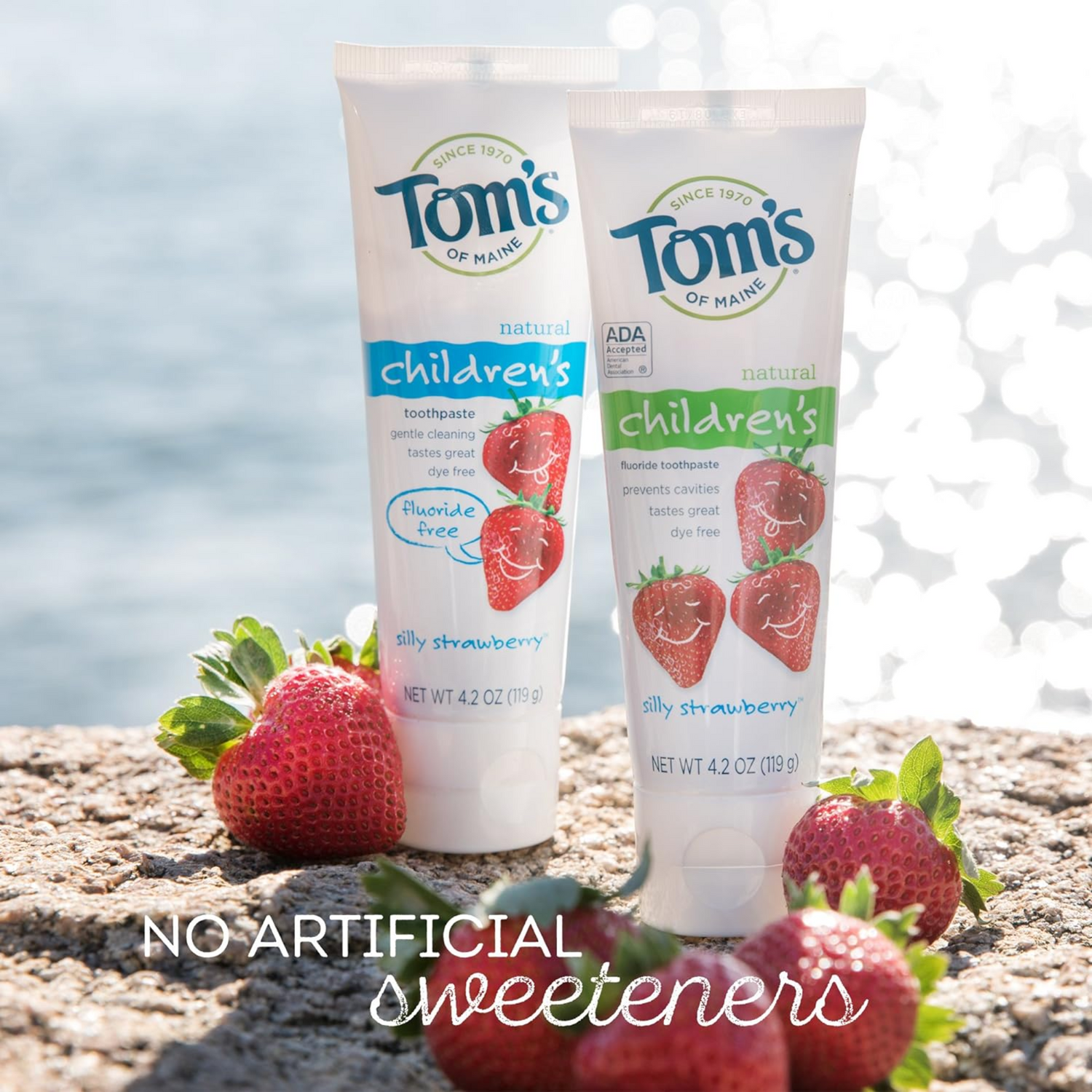 Tom's of Maine Natural Children's Fluoride-Free Toothpaste, Silly Strawberry, 4.7 oz. , 3 Count (Pack of 1)