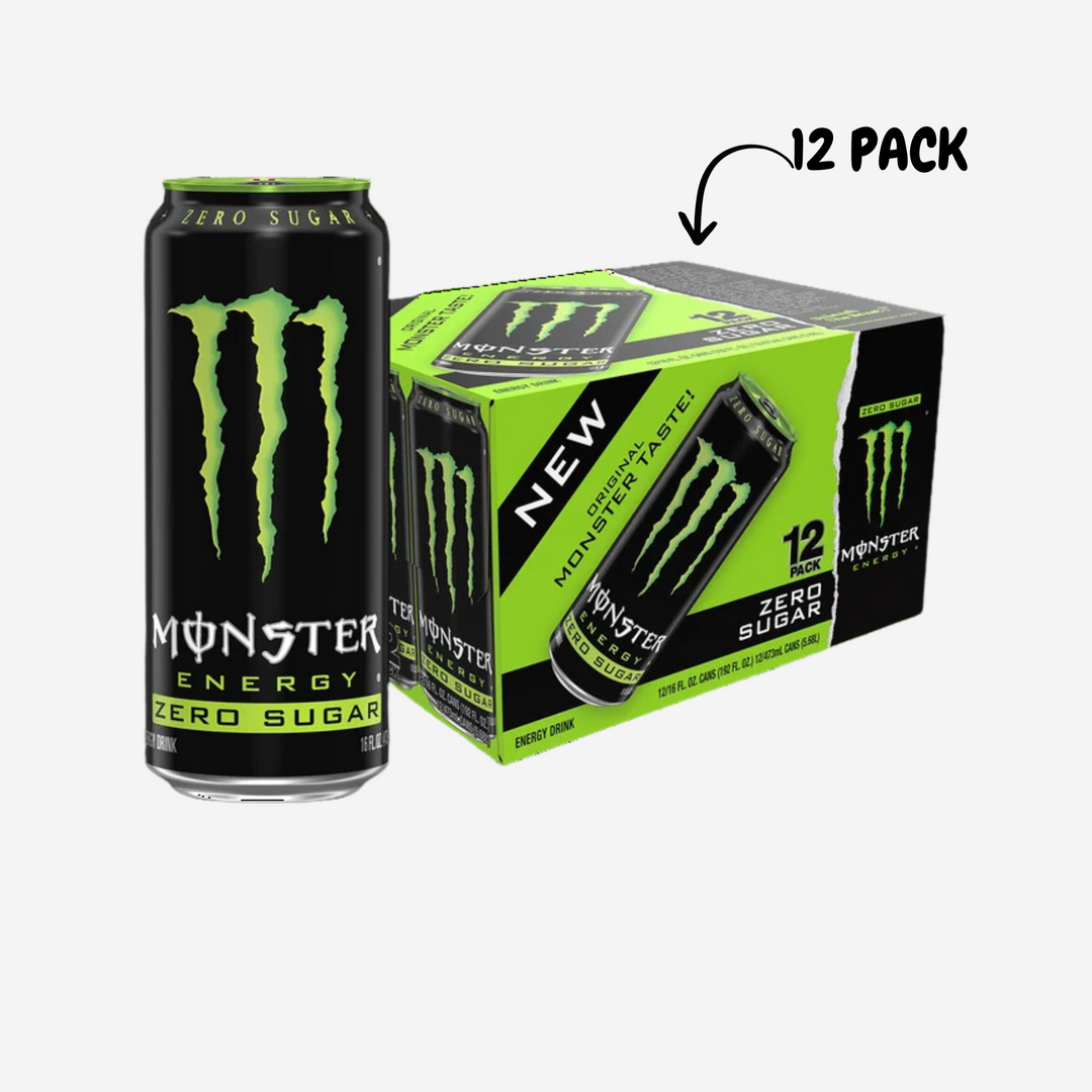 Monster Energy Zero Sugar, Green, Original, Low Calorie Energy Drink, 16 Fl Oz (Pack of 15)