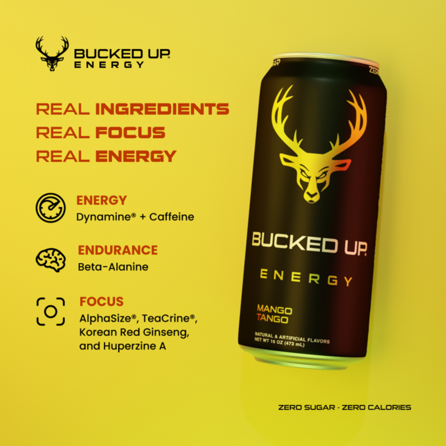 Bucked Up Energy Drink, 300mg Caffeine, Mango Tango, 16 fl oz