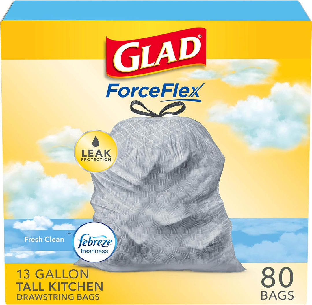 Glad ForceFlex Tall Kitchen Trash Bags, 13 Gallon 80 Count Pack