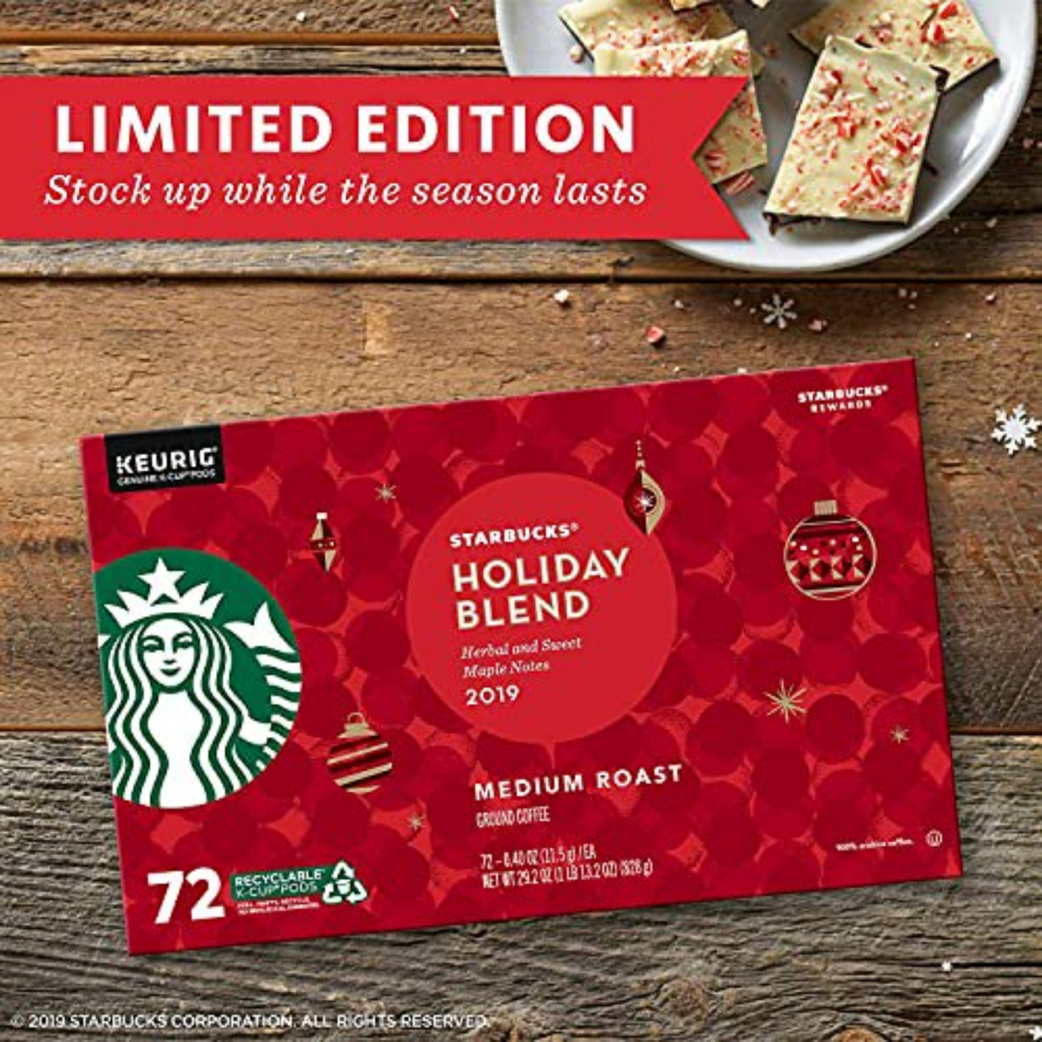 Starbucks® Holiday Blend Medium Roast Ground Coffee K-Cup® Pods 72 ct Box