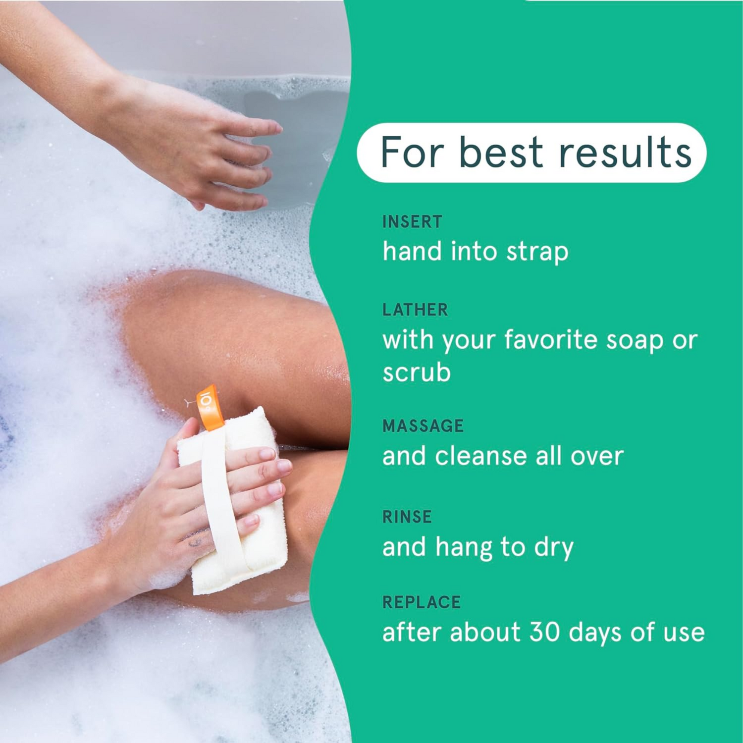 Cleanlogic Organic Cotton Exfoliating Body Scrubber, Reusable Exfoliator Tool for Smooth and Softer Skin