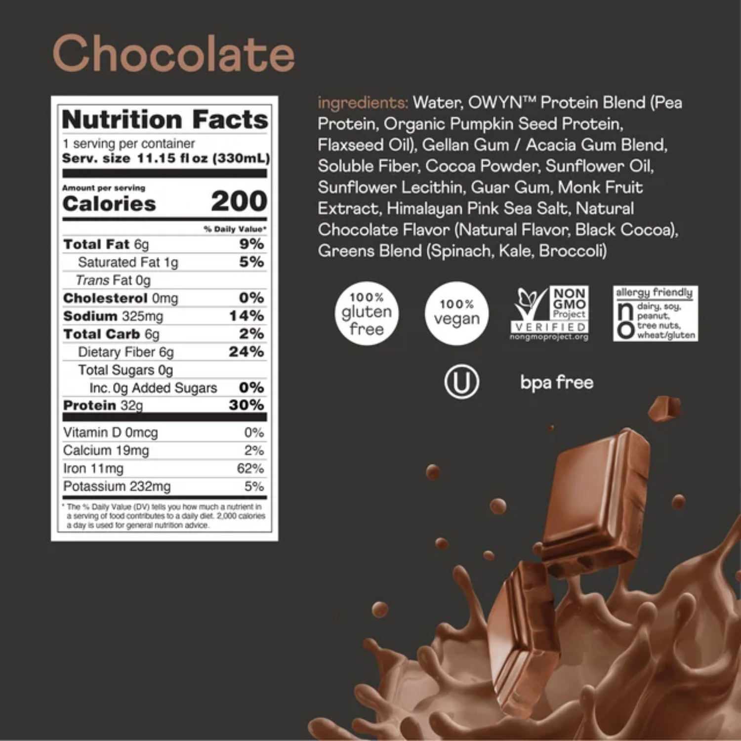 OWYN Pro Elite Protein Shake, Chocolate, 4 Ct, 32g
