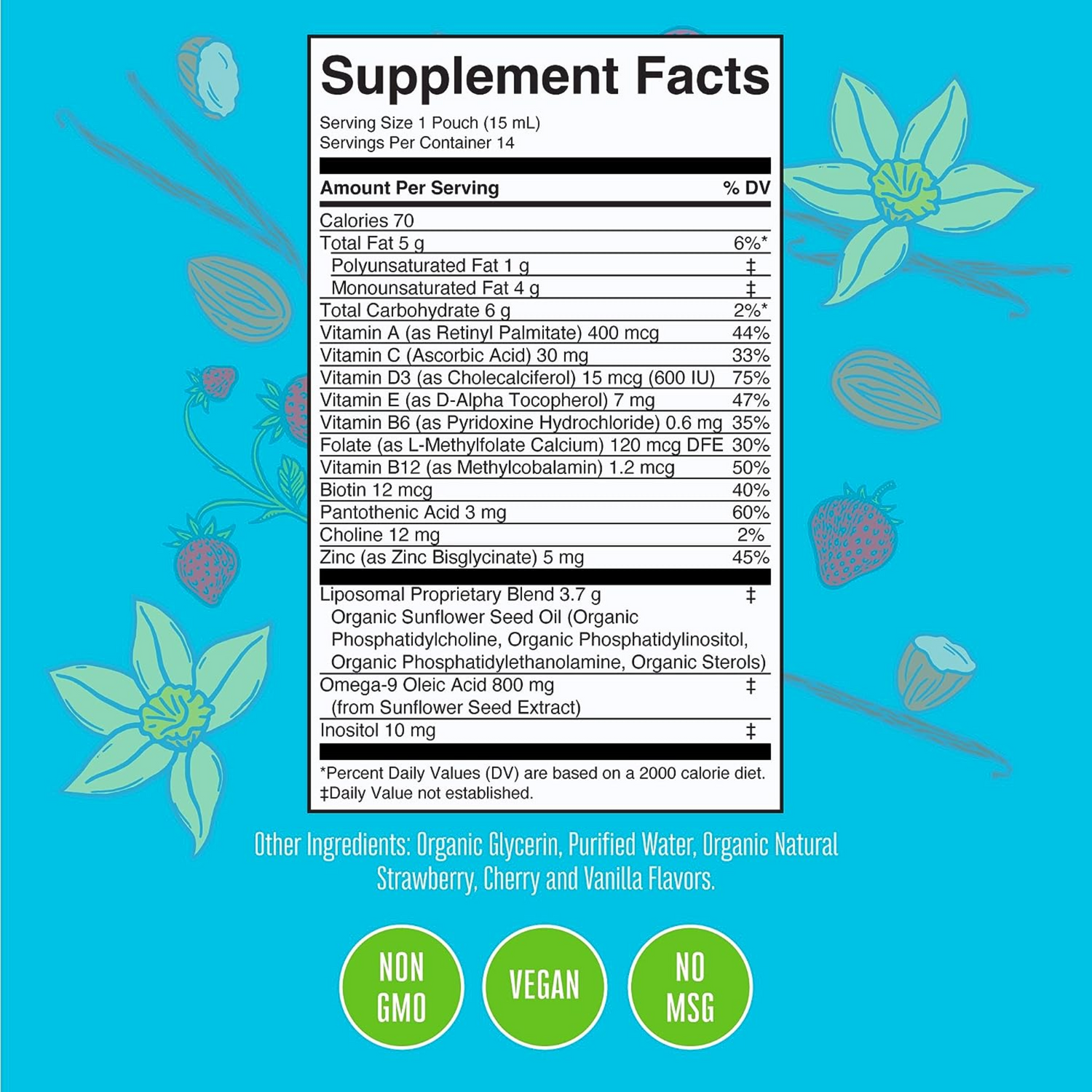 MaryRuth Organics Vitamin USDA, Sugar Free Kids Multivitamin Liquid, Immune Support Supplement 14-0.5 Fl Oz Pouches, Pack of 1