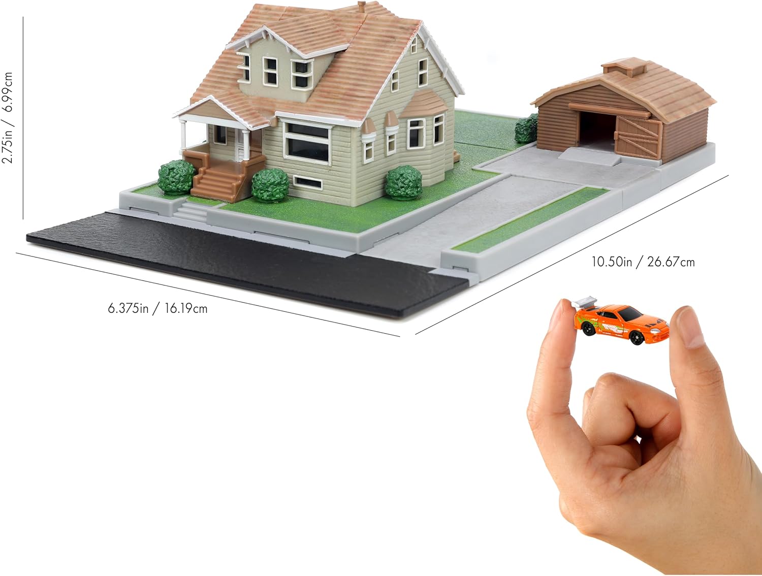 Jada Toys Fast & Furious Nano Hollywood Rides Dom Toretto's House Display Diorama with Two 1.65" Die-cast Cars