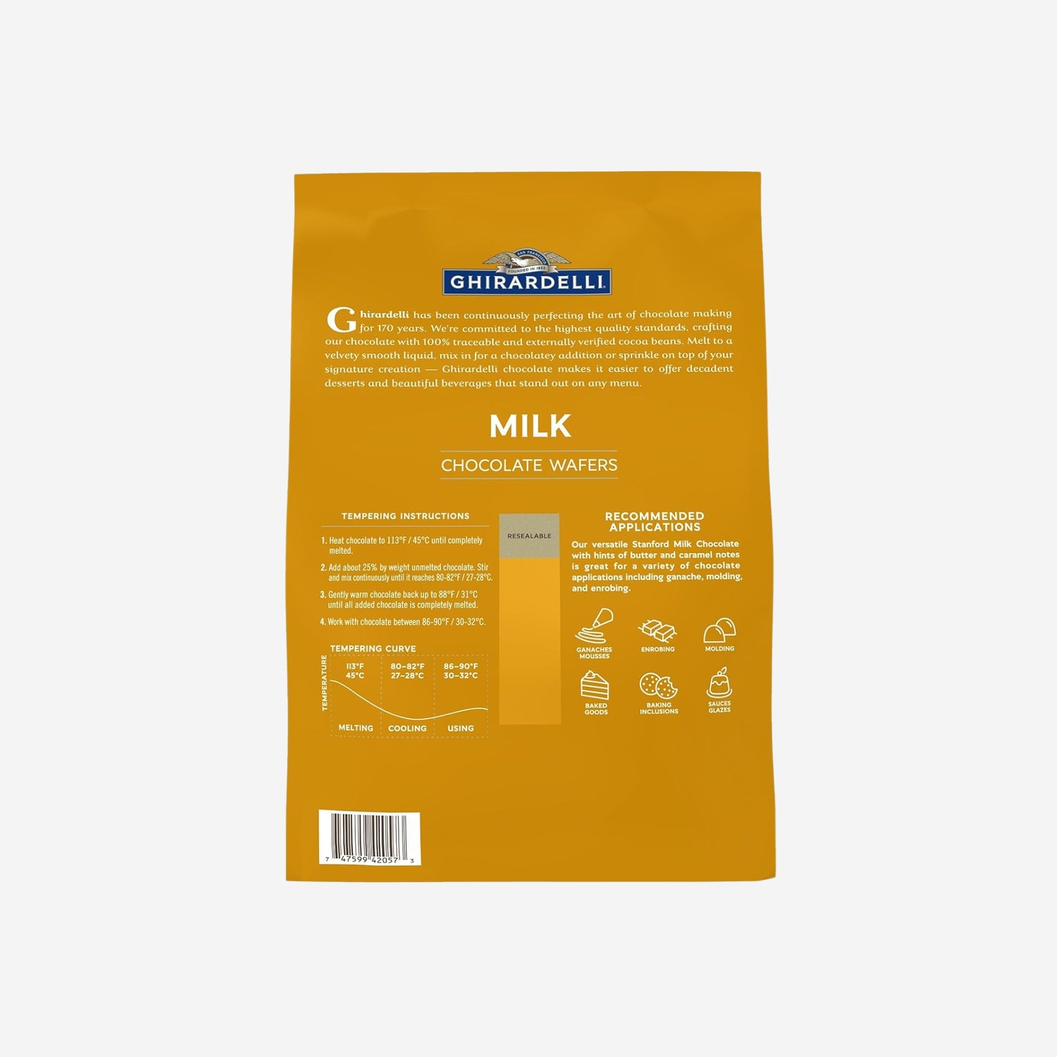 Ghirardelli Chocolate Company Milk Chocolate Wafers - 5LB