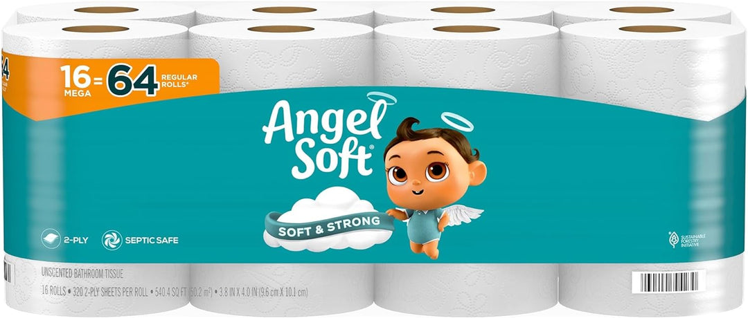 Angel Soft Toilet Paper 16 Mega Rolls = 64 Regular Rolls