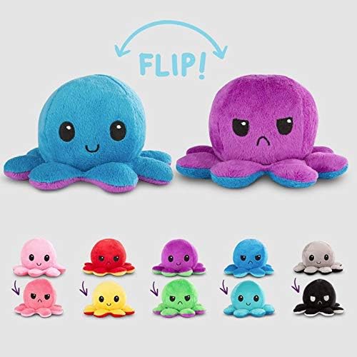 TeeTurtle - The Original Reversible Octopus Plushie - Light + Dark Blue