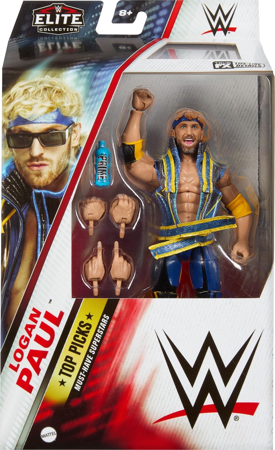 Mattel WWE Elite Collection Top Picks Action Figure & Accessories Set Logan Paul with Swappable Hands, 6-inch