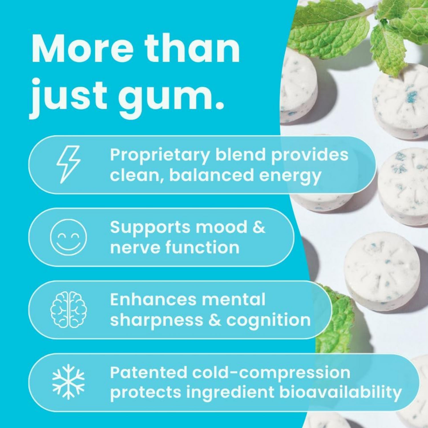 NeuroGum | Nootropic Energy Caffeine Gum 40mg Caffeine + 60mg L-theanine + B Vitamins for Energy and Focus