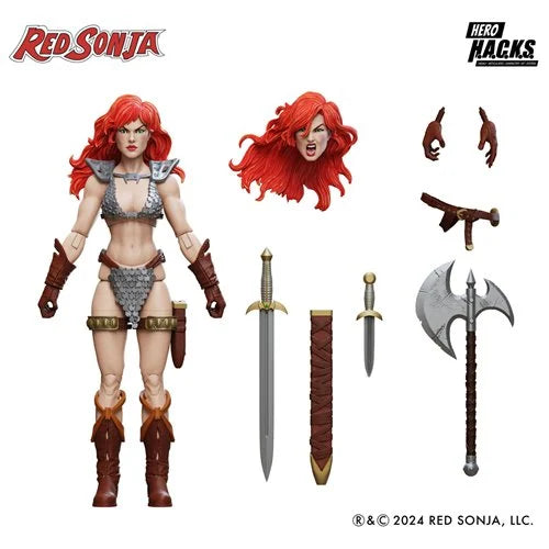 Boss Fight Studio Epic H.A.C.K.S. Red Sonja Deluxe Action Figure – Highly Articulated Collectible, Customizable Figurine with Complete Accessories, Armor, and Interchangeable Parts – 1:12 Scale