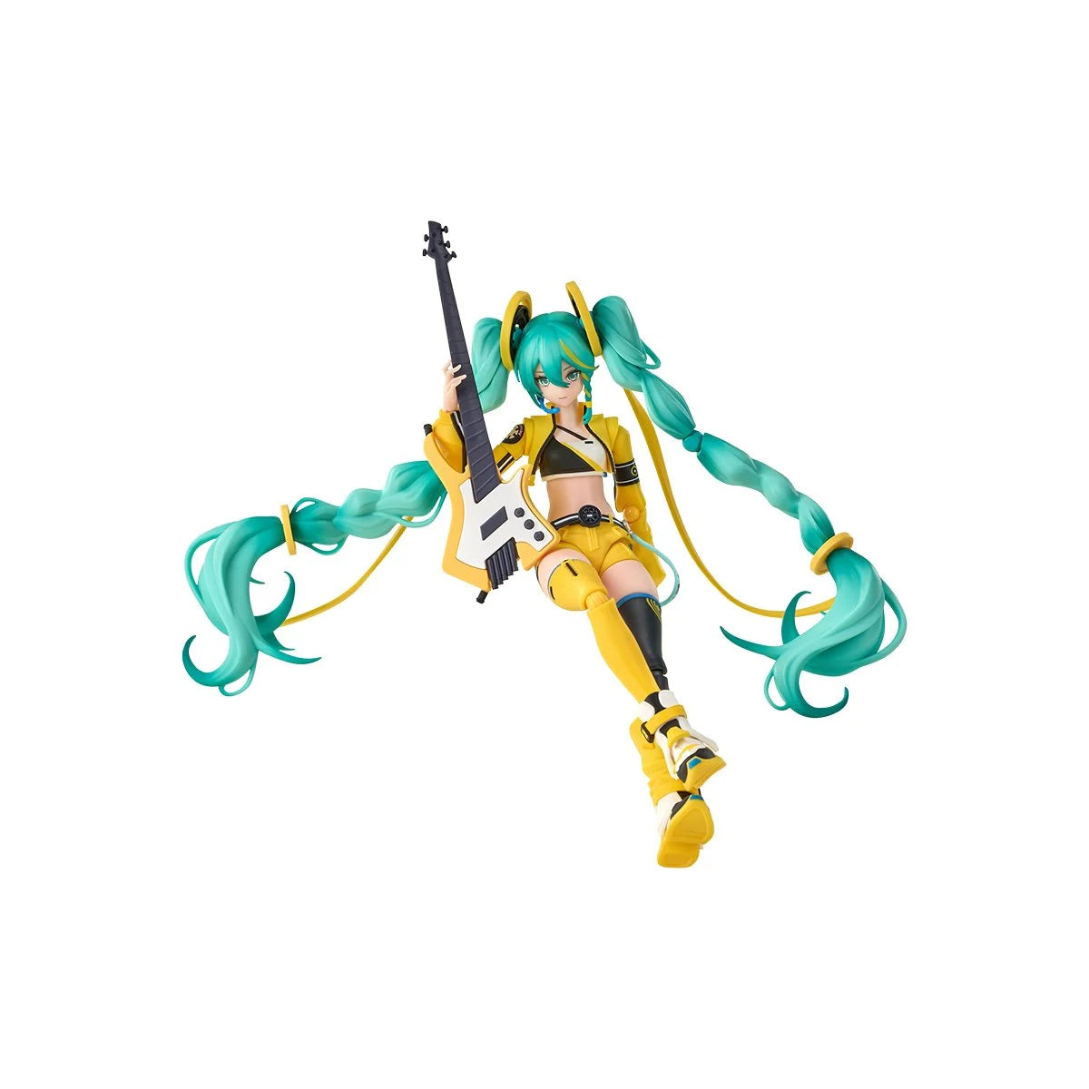 Vocaloid Fantastics Series Hatsune Miku Vivid Echoes Model Kit, Collectible Anime Figure with Microphone Stand, Turquoise Hair, Yellow Outfit