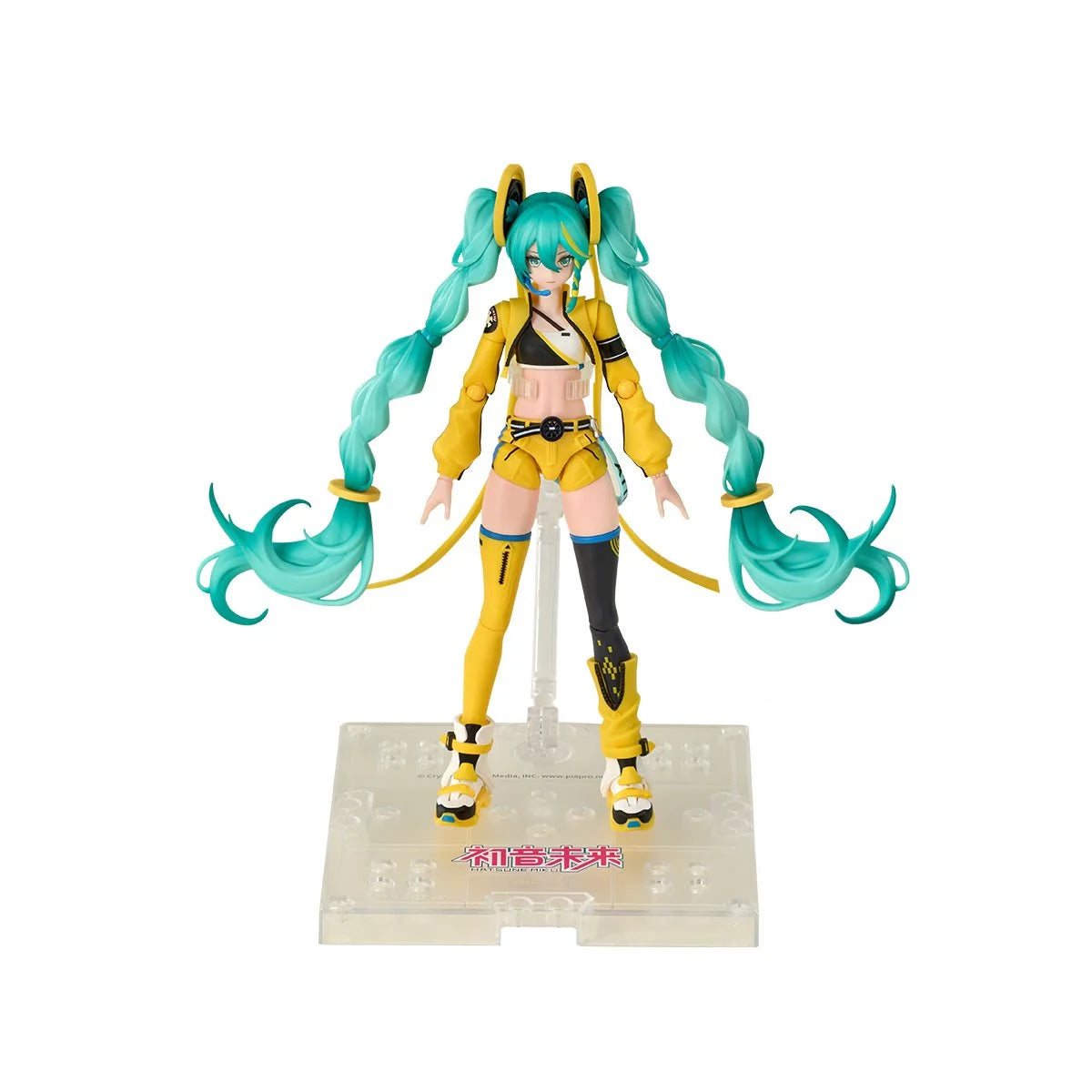 Vocaloid Fantastics Series Hatsune Miku Vivid Echoes Model Kit, Collectible Anime Figure with Microphone Stand, Turquoise Hair, Yellow Outfit