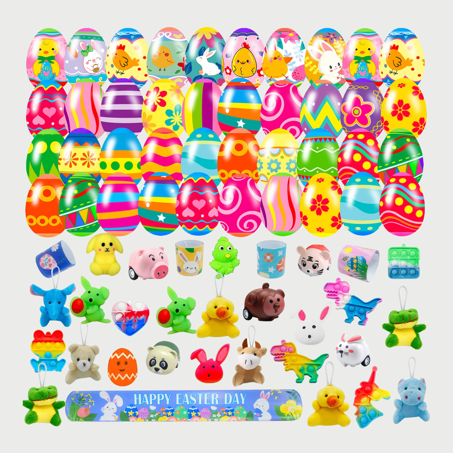 32 Pack Prefilled Easter Eggs with Fidget Toys, Bright Colorful Easter Eggs Prefilled with Variety Easter Stress Toys Great for Kids Toddler Easter Basket Stuffers Party Favors Gifts