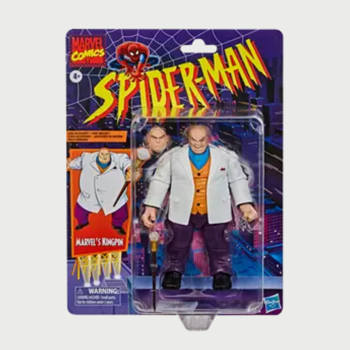 Marvel Spider-Man action figure packaging with Kingpin on a white background