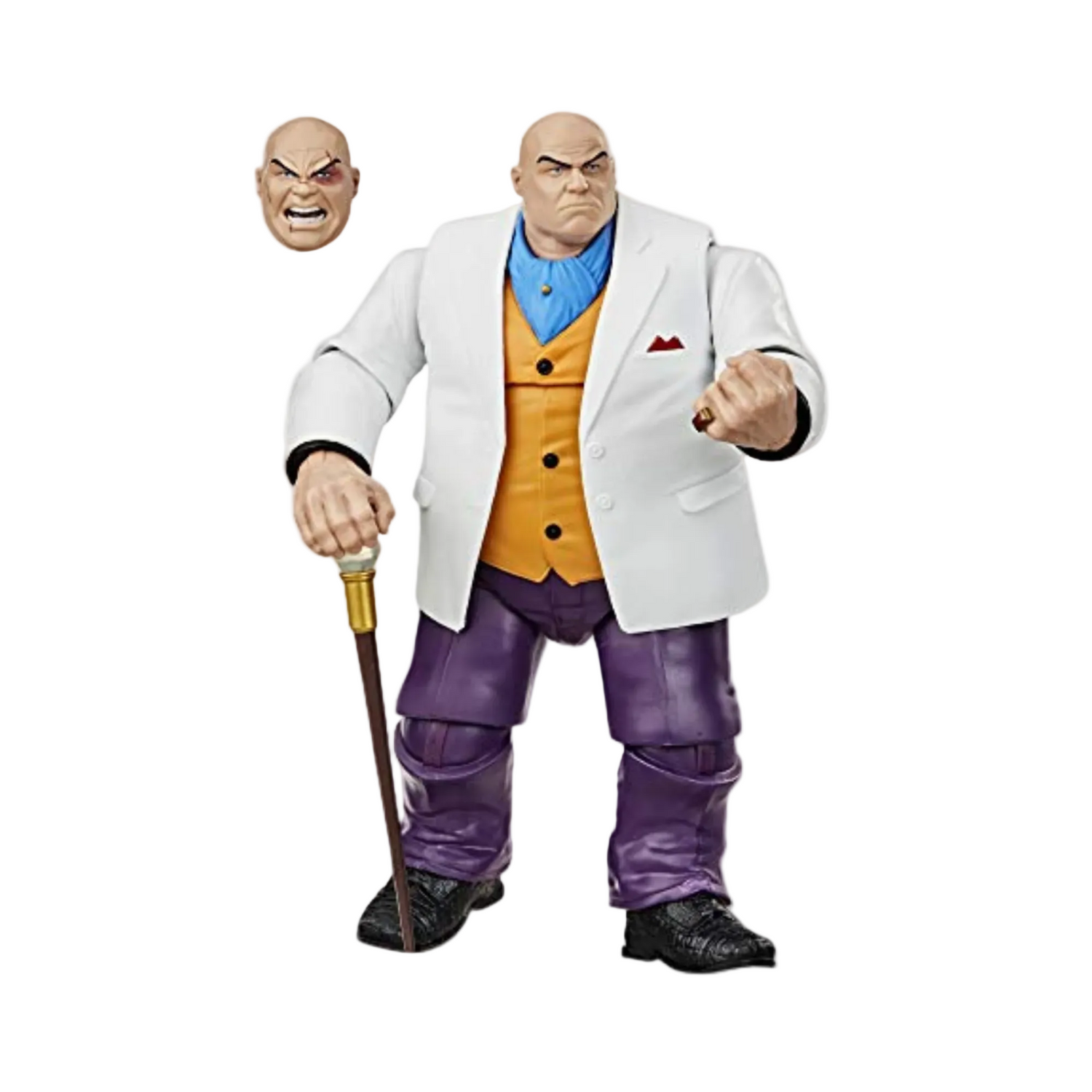 Action figure of a character in a white coat with a cane on a white background
