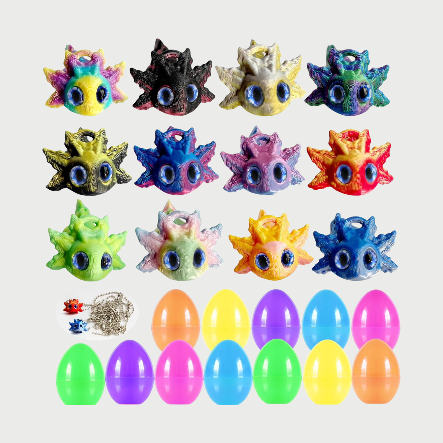 12 Pack Axolotl Prefilled Easter Eggs – 3D Articulated Fidget Toys, Non-Candy Easter Basket Stuffers