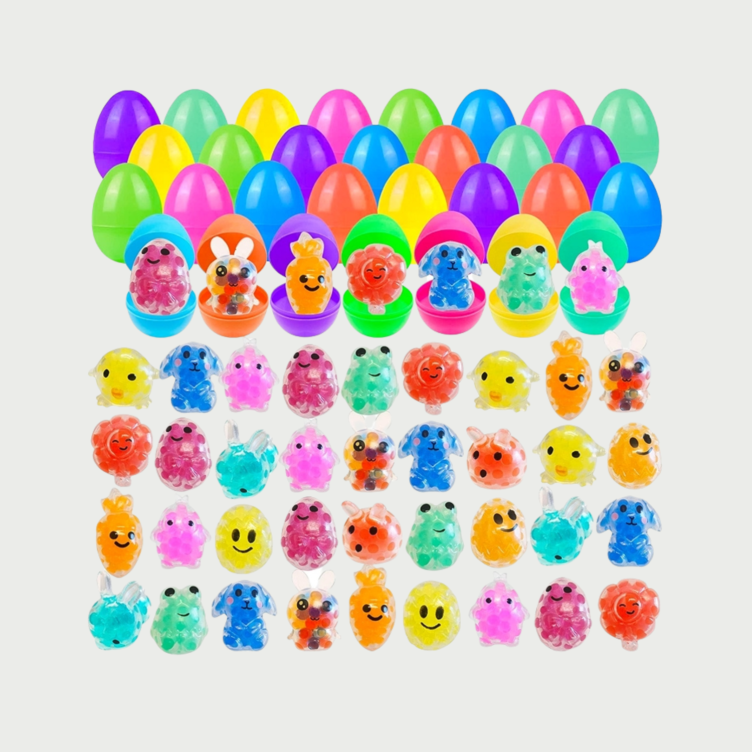32 Pack Prefilled Easter Eggs – Squishy Stress Ball Toys, Colorful Easter Basket Fillers