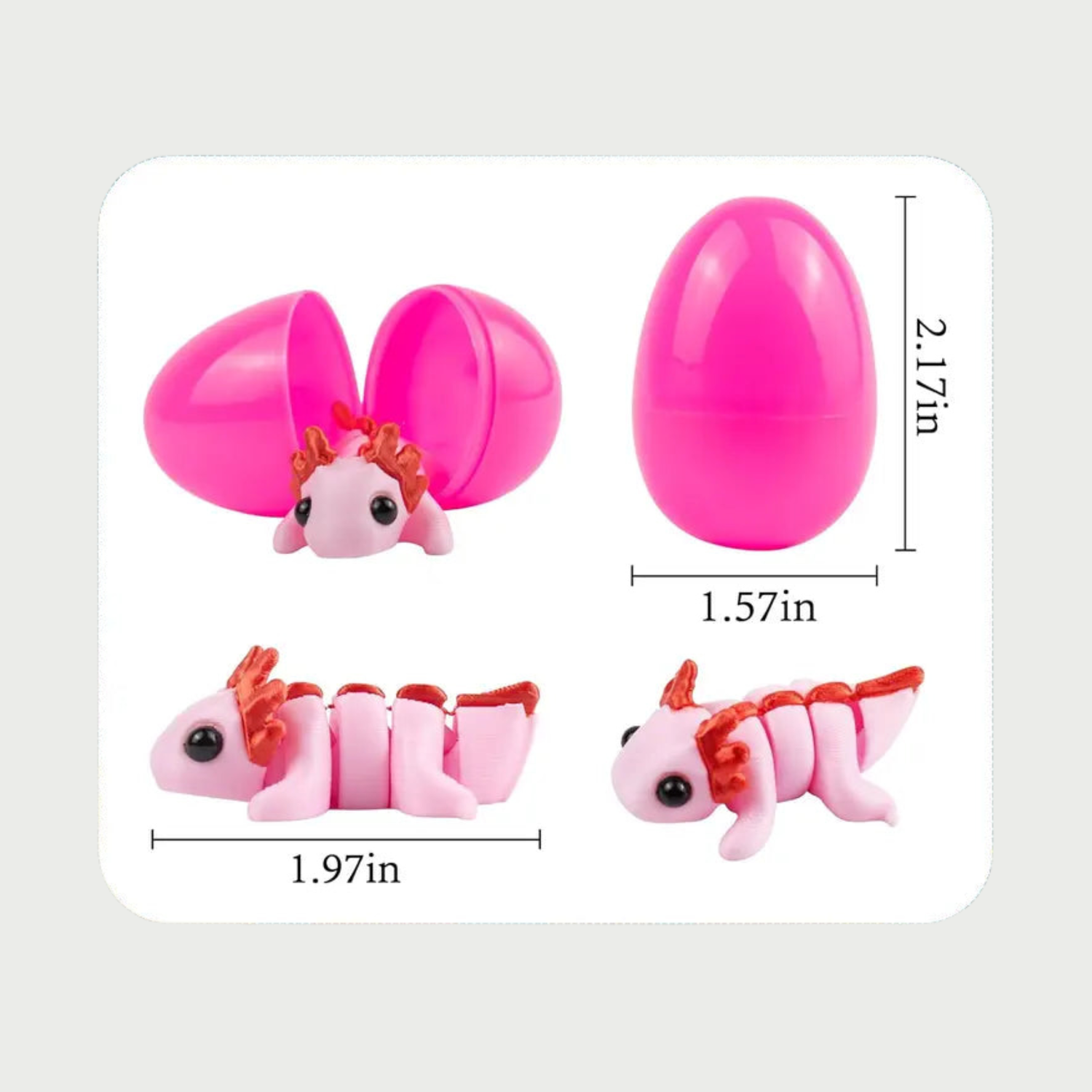 24 Pack Axolotl Prefilled Easter Eggs – Mini 3D Fidget Animal Toys, Easter Basket Stuffers