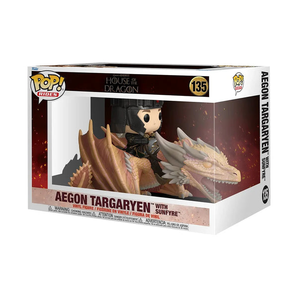 Funko Pop Rides: House of The Dragon - Aegon Targaryen and Sunfyre - Collectable Vinyl Figure # 135