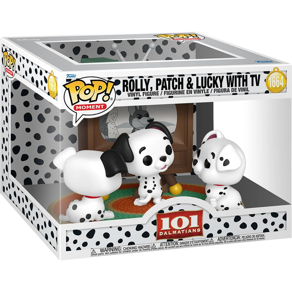 Funko Pop! Moments: Disney - 101 Dalmatians - Rolly, Patch & Lucky with TV - Collectable Vinyl Figure 