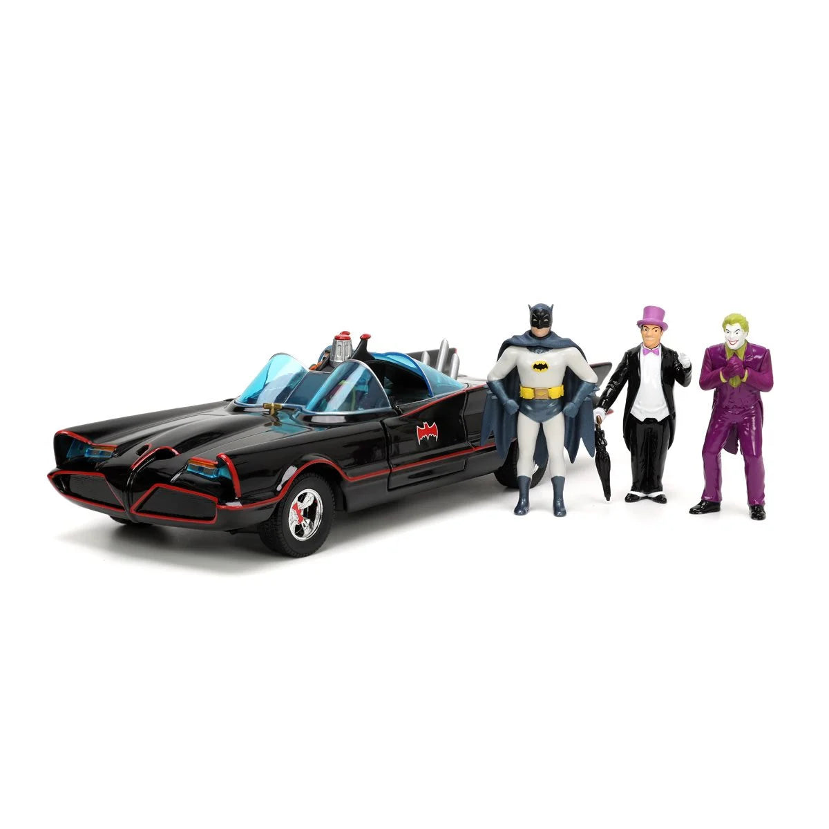 toy Cars DC Comics 1:24 Classic TV Series Batman Batmobile Die-Cast Car & 2.75" Batman, Robin, Penguin, & The Joker Figures