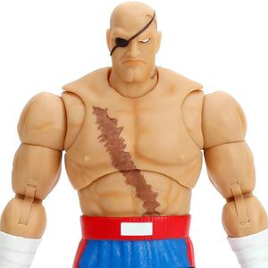 Jada Street Fighter II Sagat Deluxe 1:12 Scale Action Figure - Highly Articulated, Tiger Shot Accessory & Stand, 7.6" Tall