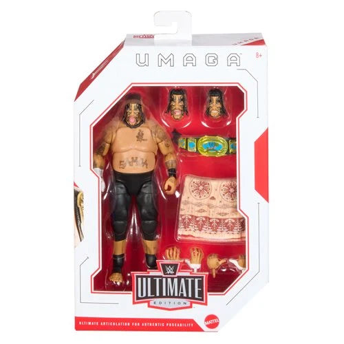 Mattel WWE Ultimate Edition Action Figure & Accessories Set Umaga 6-inch Collectible with Swappable Heads & Hands, 30 Articulation Points