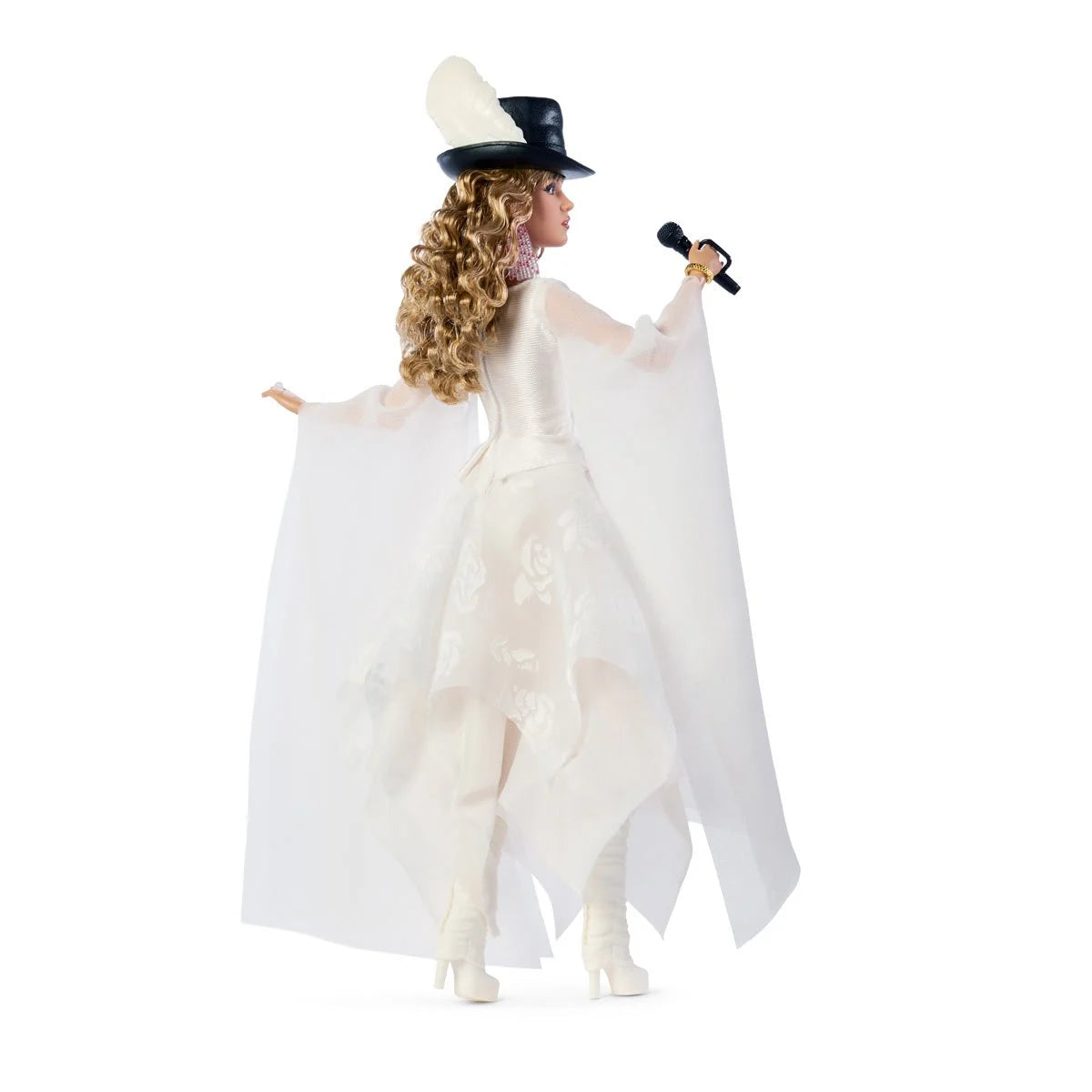 Barbie Signature Doll, Stevie Nicks Bella Donna Collectible Wearing Flowing White Dress with Hat & Mic Accessories, Includes Doll Stand