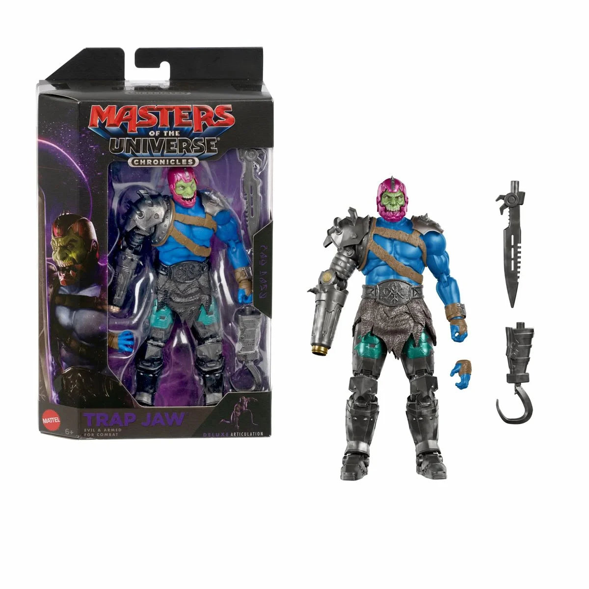 Masters of the Universe Action Figure Chronicles Trap Jaw, 6.5 Inch 2026 Movie Accurate Villain, Deluxe Articulation 30 Points, Arm Hook