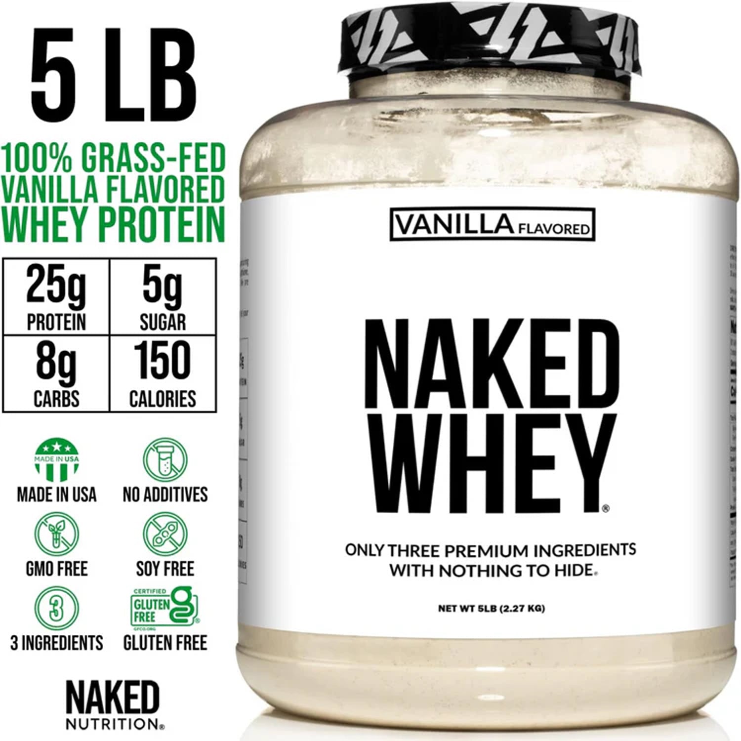 NAKED Nutrition Whey Protein - Vanilla - 5 LB