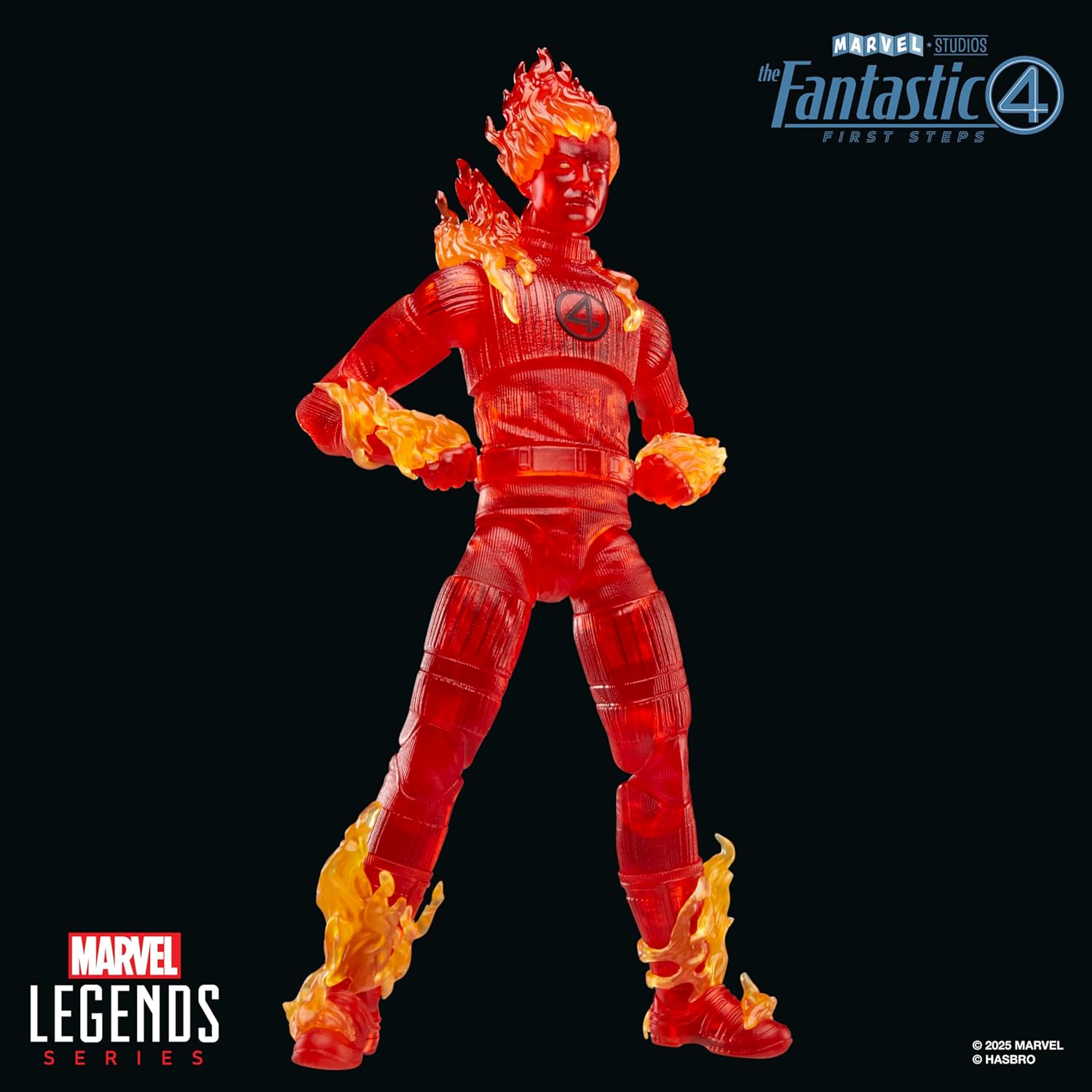 Marvel Legends Series Human Torch, The Fantastic Four: First Steps Johnny Storm Movie Collectible 6 Inch Action Figure Toy