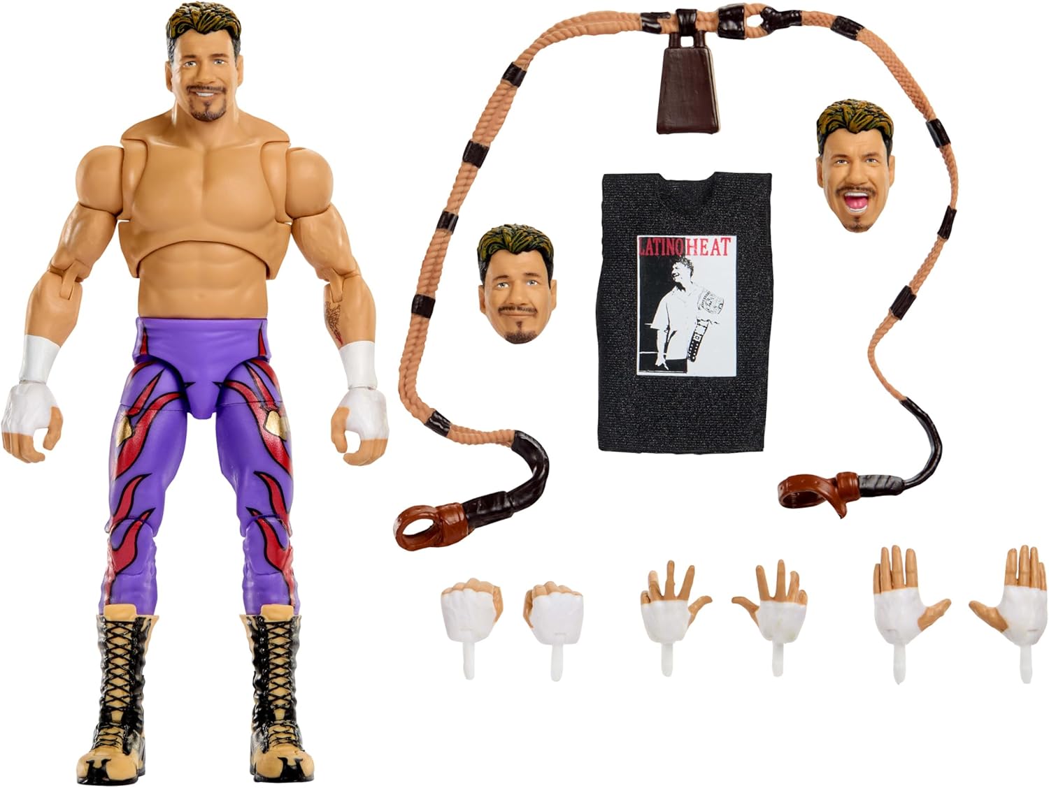Mattel WWE Ultimate Edition Action Figure & Accessories Set, Eddie Guerrero 6-inch Collectible with Swappable Heads & Hands, 30 Articulation Points